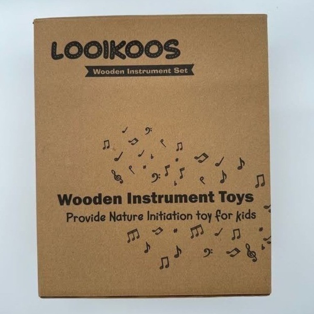 LOOIKOOS Wooden Musical Instrument Set for Kids Percussion Toy Kit Educational